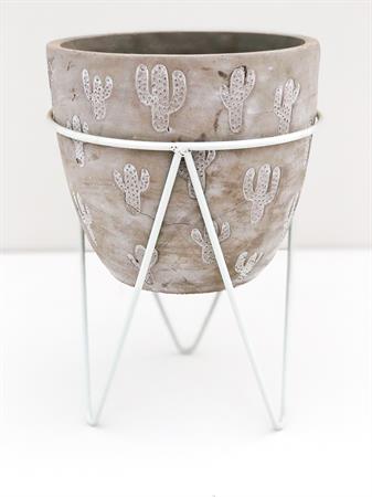 Vaso cactus grigio con piedistallo