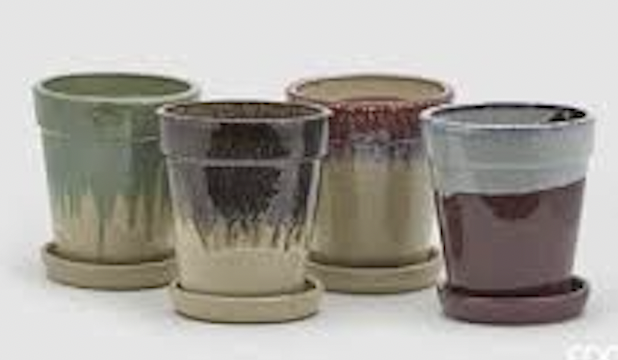 Vaso Glaze grande svasato con sottovaso