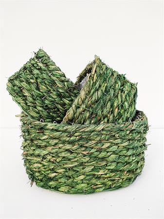 Set cesti in corda verde acceso (3 pezzi)