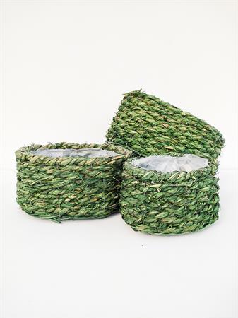 Set cesti in corda verde acceso (3 pezzi)